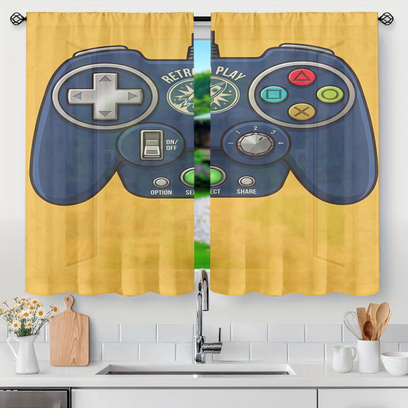 Retro Gaming Cafe - Gaming Controller Curtain Panel Retro Video