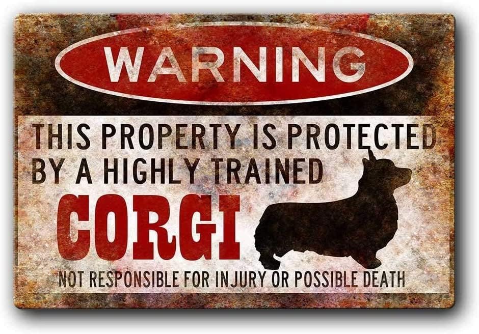 Retro Gaming Cafe - DAOLEG Warning Corgi Metal Plaque Tin