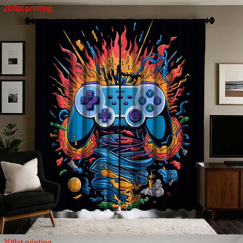 Retro Gaming Cafe - Retro Gaming Controller Curtains Pop Culture