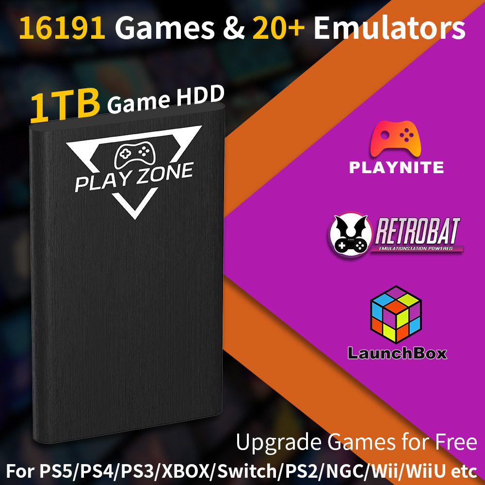Retro Gaming Emulator Pc - Play Zone 1TB Portable Gaming HDD