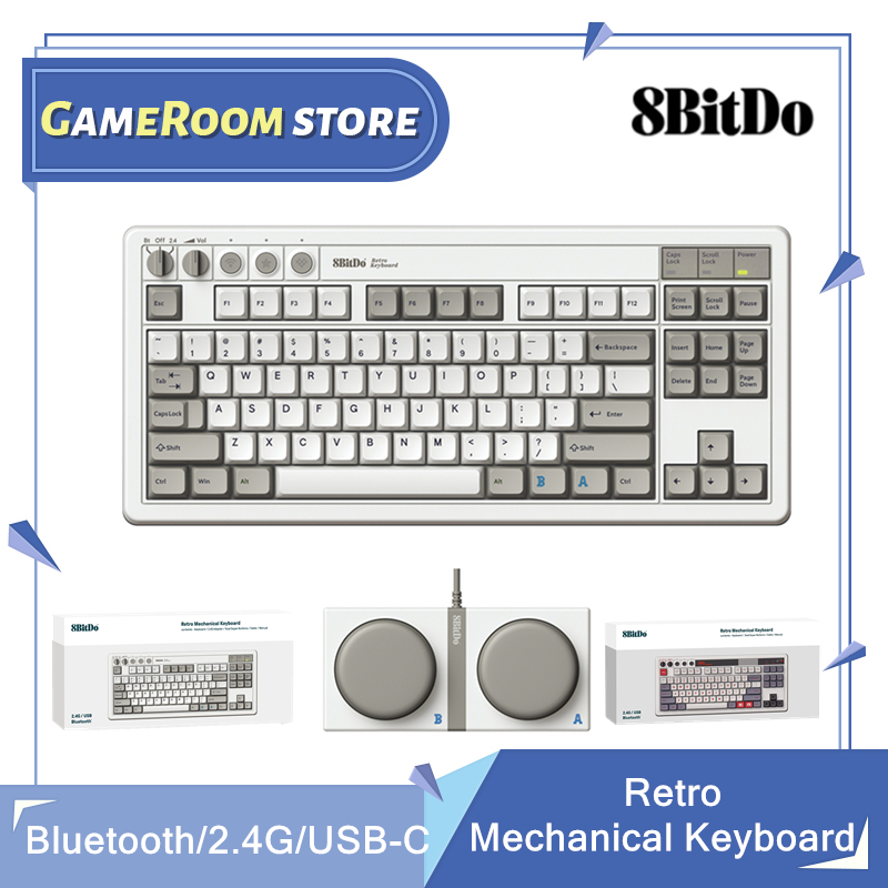 Retro Gaming Com - 8Bitdo Retro Mechanical Keyboard, Bluetooth/2.4G/USB-C Hot