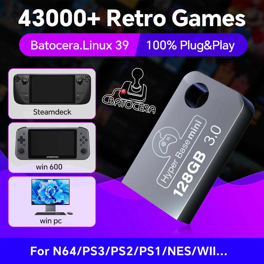 Retro Gaming Console Handheld - Batocera 128G USB Flash Drive For