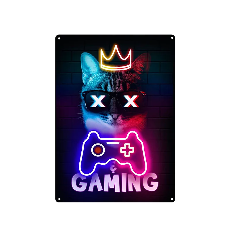 Gaming Cat Metal Sign Savage G - огляд і ціна Retro Gaming Cafe