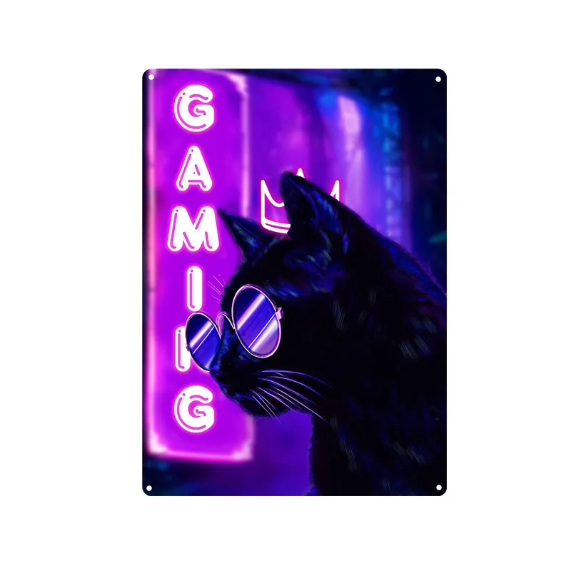 Gaming Cat Metal Sign Savage G - огляд і ціна Retro Gaming Cafe